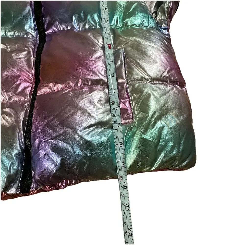 Sugar & Jade Girls Metallic Ombré Puffer Jacket Coat Winter Size M /10 Ski Snow